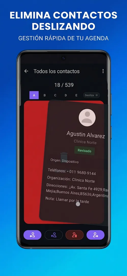 Captura 3 de Eliminar contactos deslizando