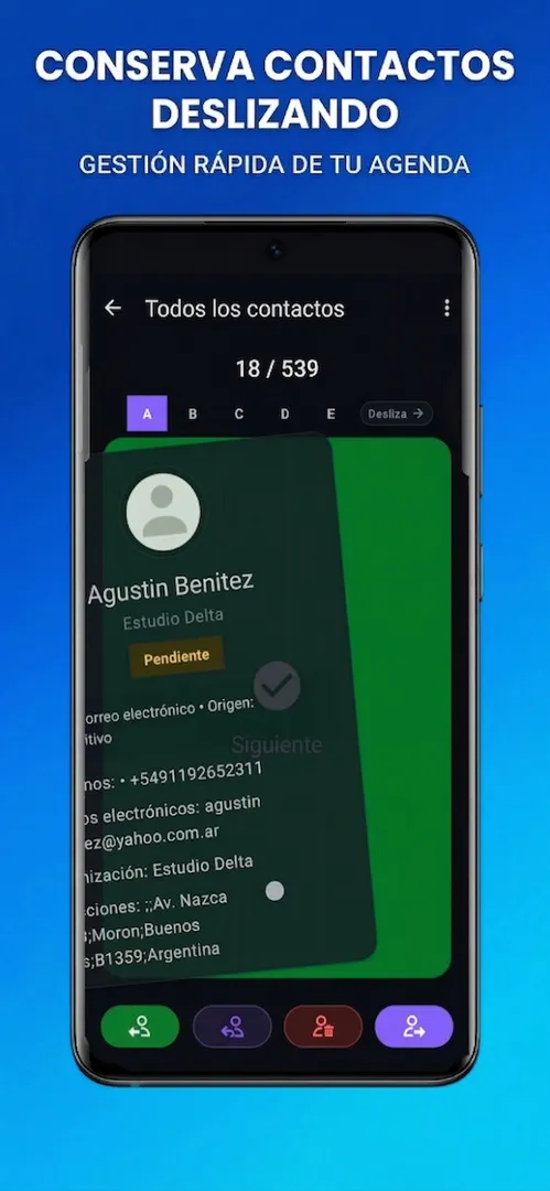 Captura 4 de Eliminar contactos deslizando